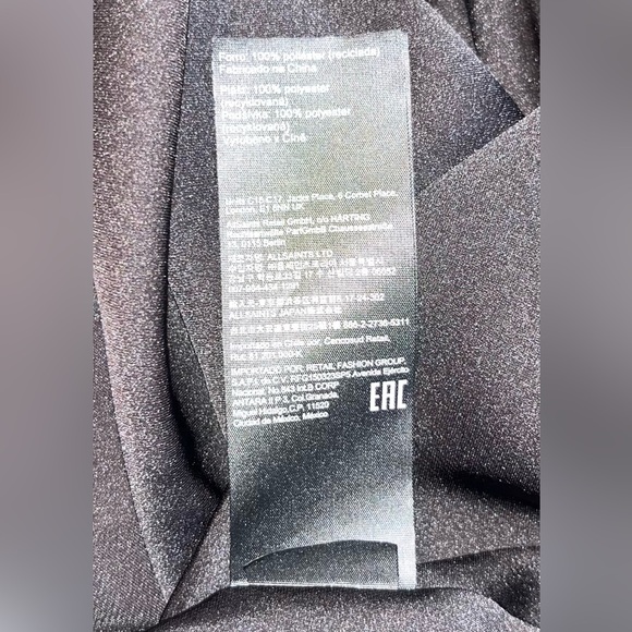 ALL SAINTS Slip Dress Drawstring Black Midi Sz 10 - Picture 7 of 11